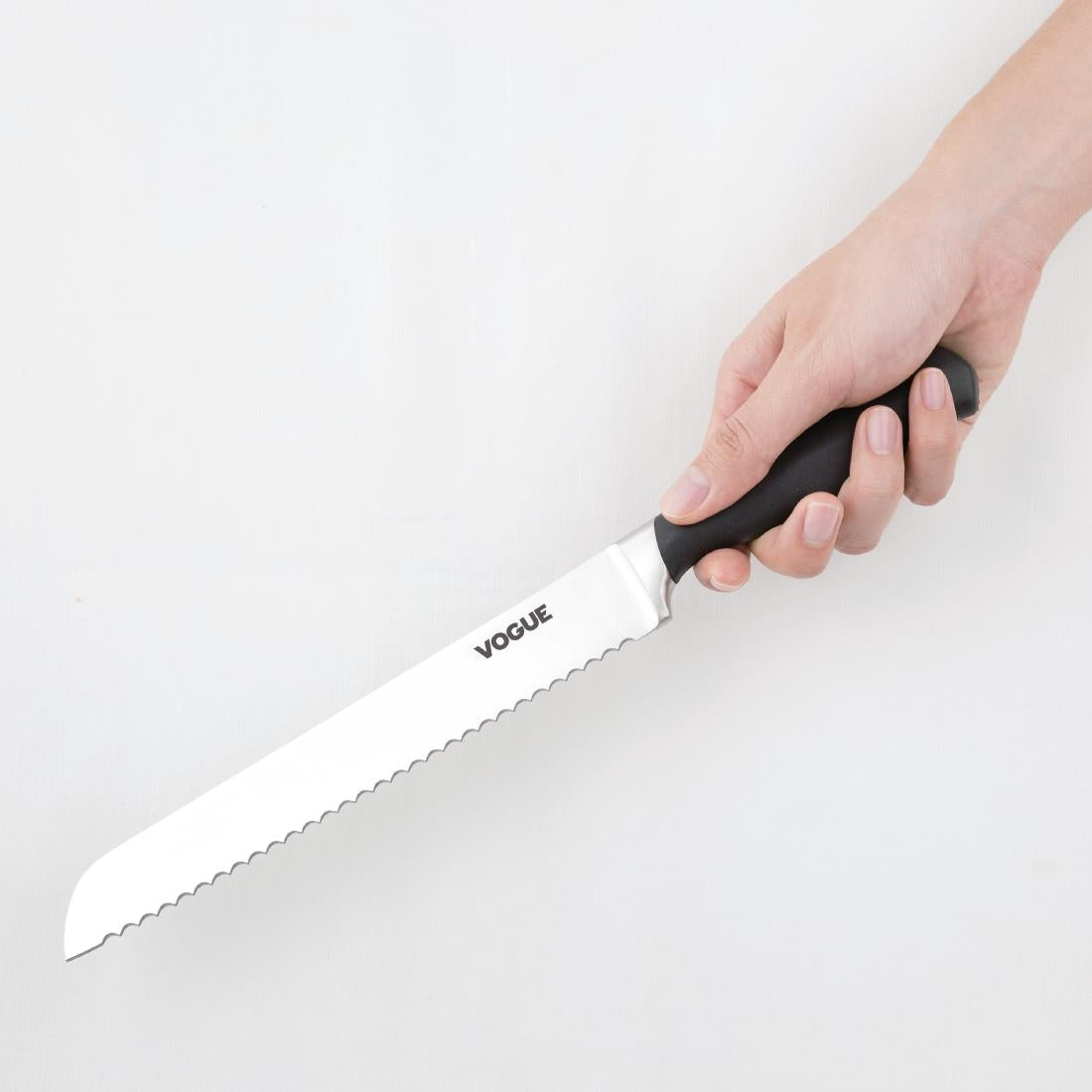 Vogue Soft Grip Bread Knife Black 20cm