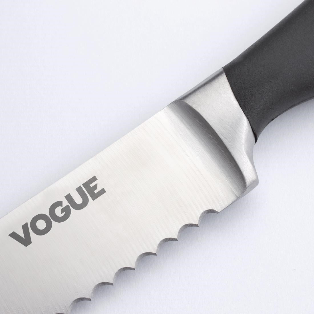 Vogue Soft Grip Bread Knife Black 20cm