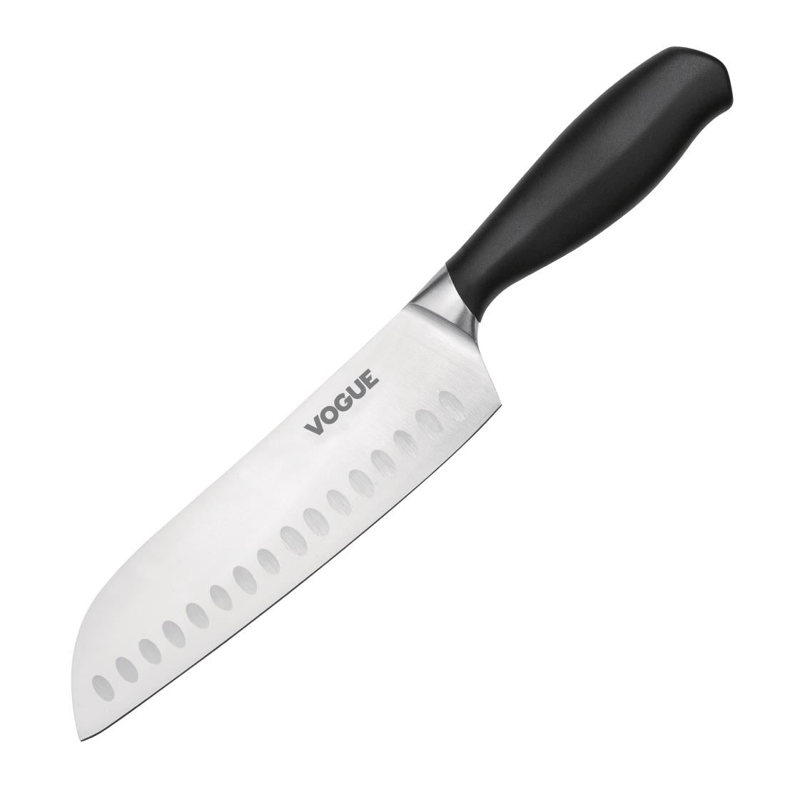 Vogue Soft Grip Santoku Knife Black 18cm