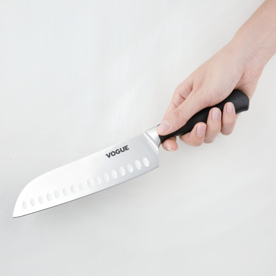 Vogue Soft Grip Santoku Knife Black 18cm