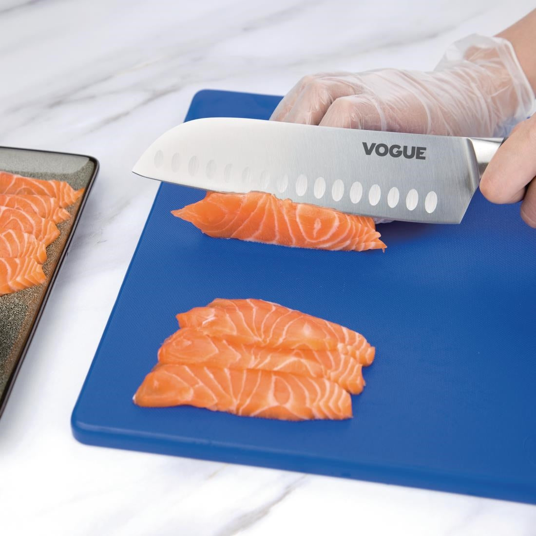 Vogue Soft Grip Santoku Knife Black 18cm