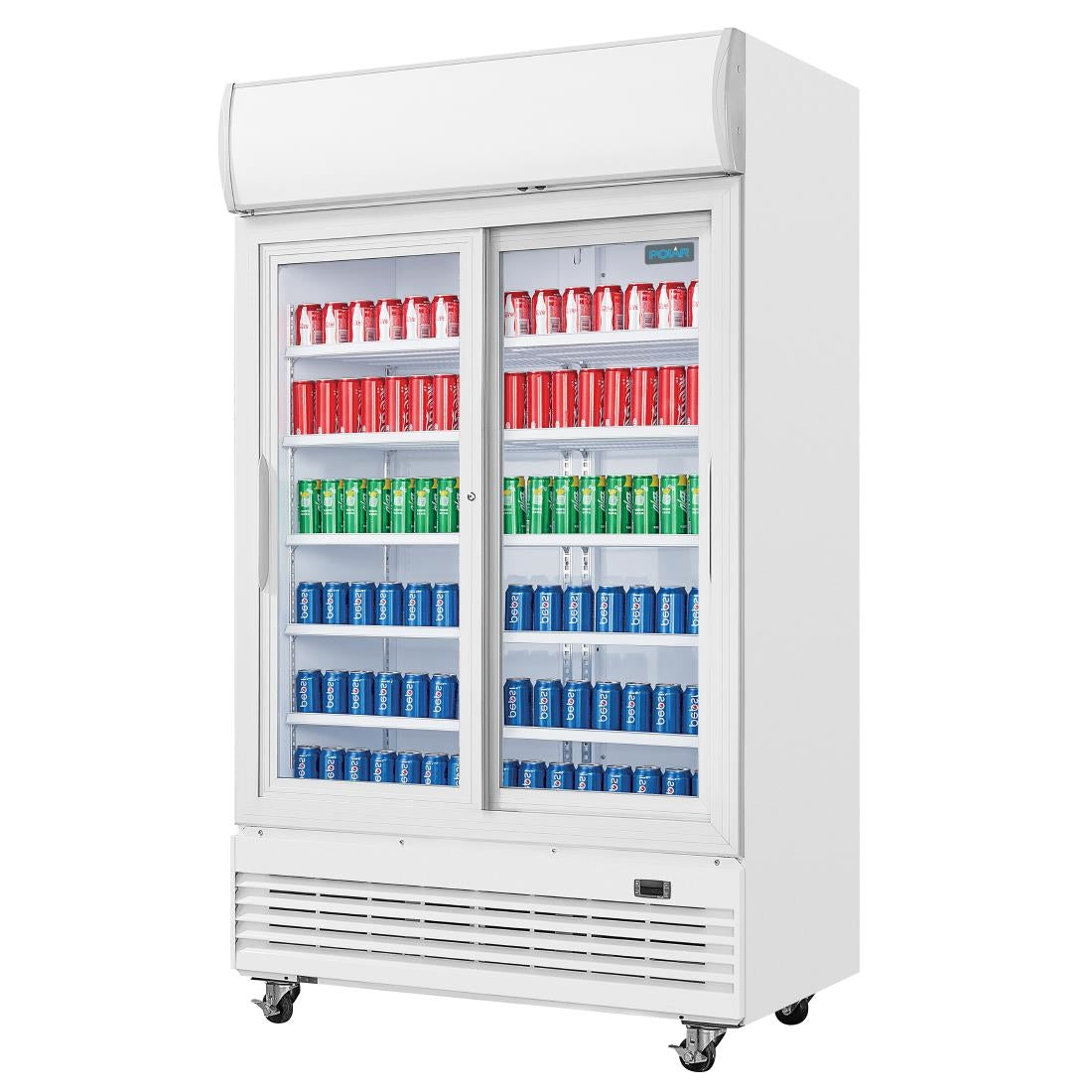 Polar G-Series Upright Display Cooler with Light Box 950Ltr with Sliding Doors