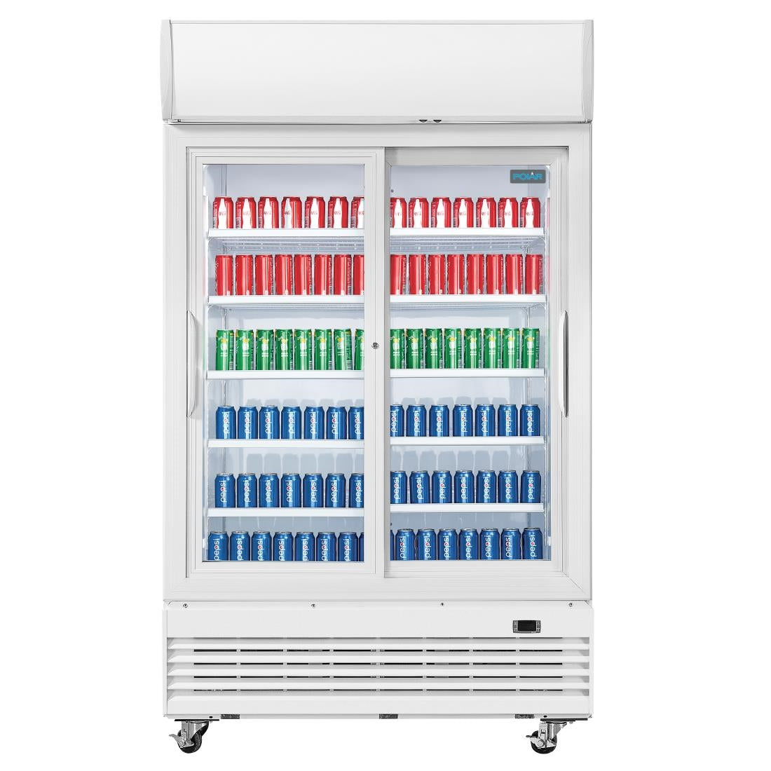 Polar G-Series Upright Display Cooler with Light Box 950Ltr with Sliding Doors