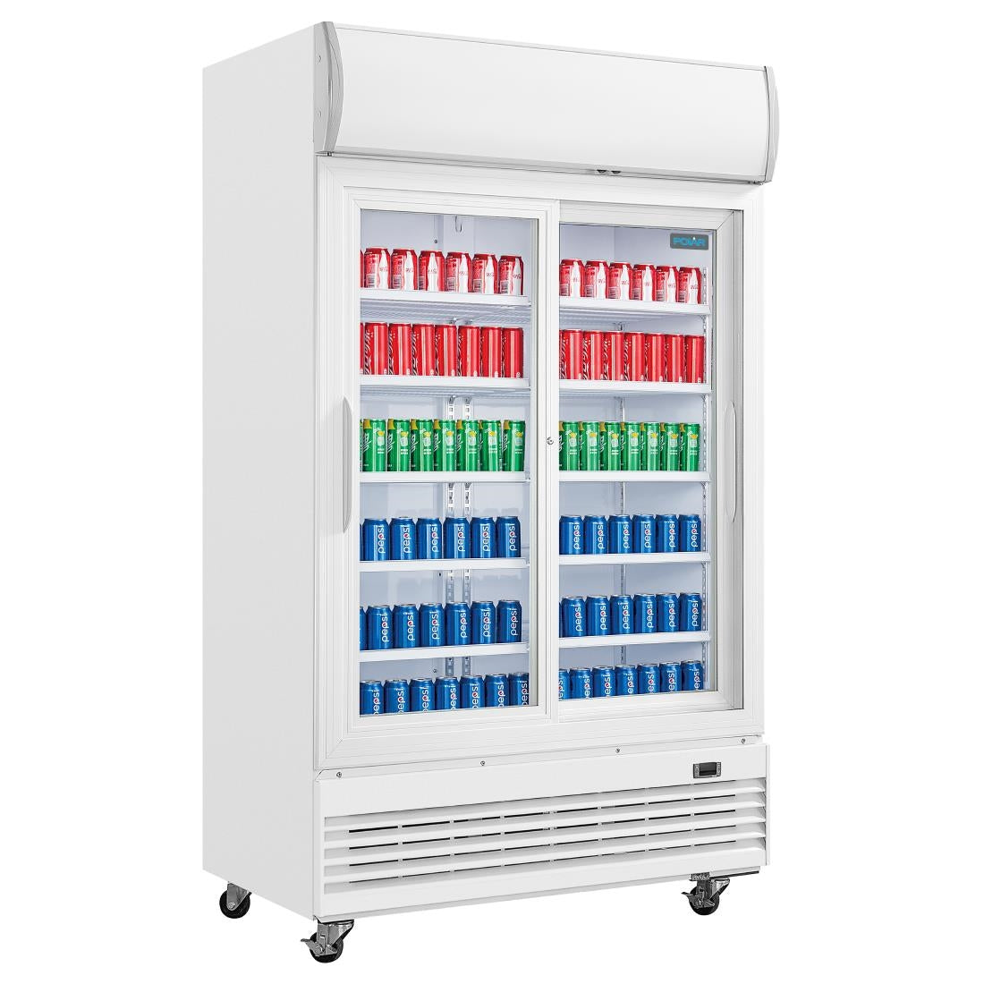 Polar G-Series Upright Display Cooler with Light Box 950Ltr with Sliding Doors