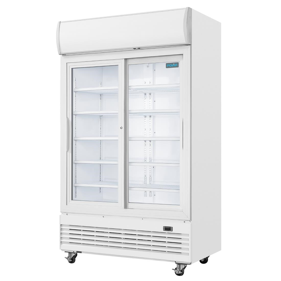 Polar G-Series Upright Display Cooler with Light Box 950Ltr with Sliding Doors