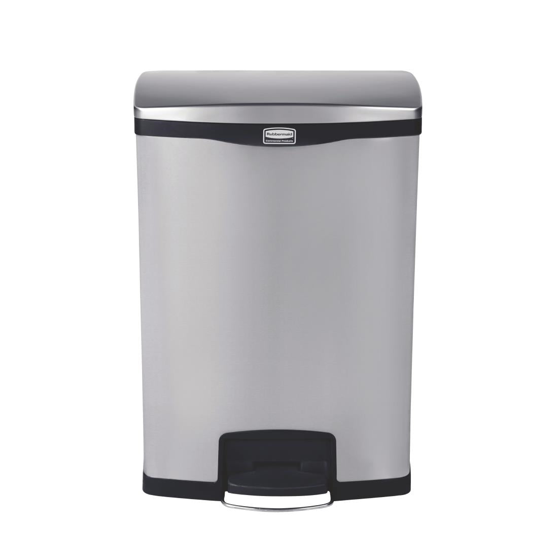 Rubbermaid Slim Jim Step-On Pedal Bin Stainless Steel 90Ltr