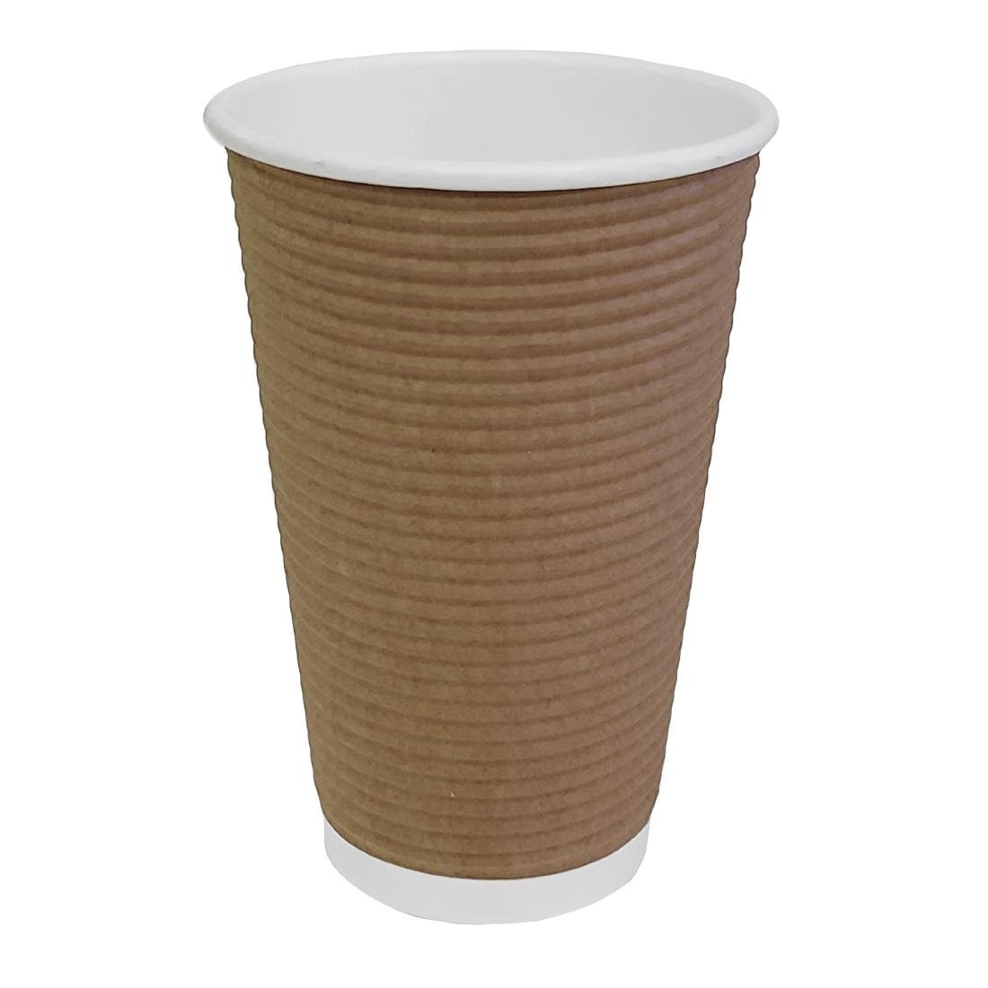 Fiesta Recyclable Coffee Cups Ripple Wall Kraft 455ml / 16oz (25 Pack)
