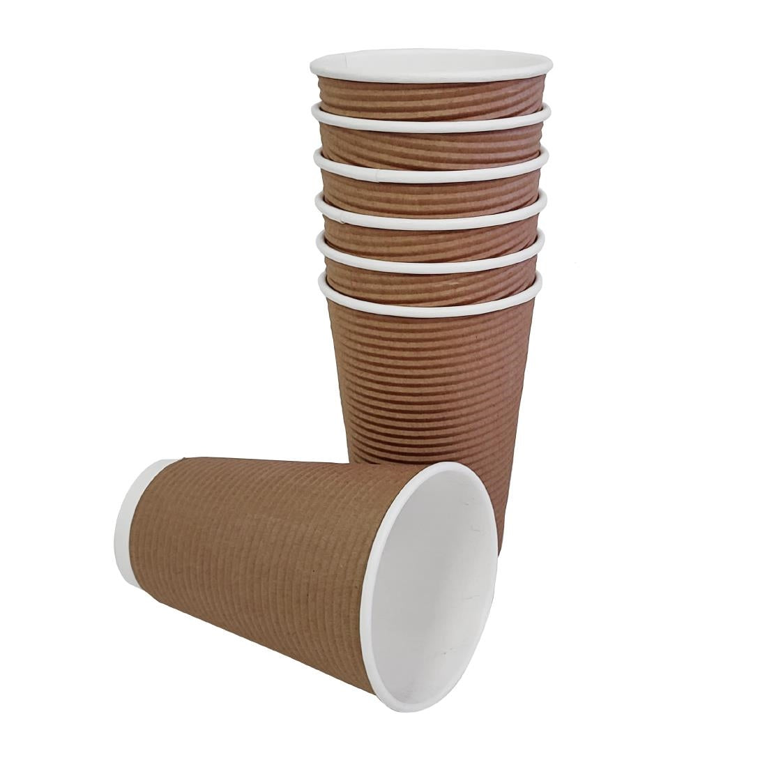 Fiesta Recyclable Coffee Cups Ripple Wall Kraft 455ml / 16oz (500 Pack)