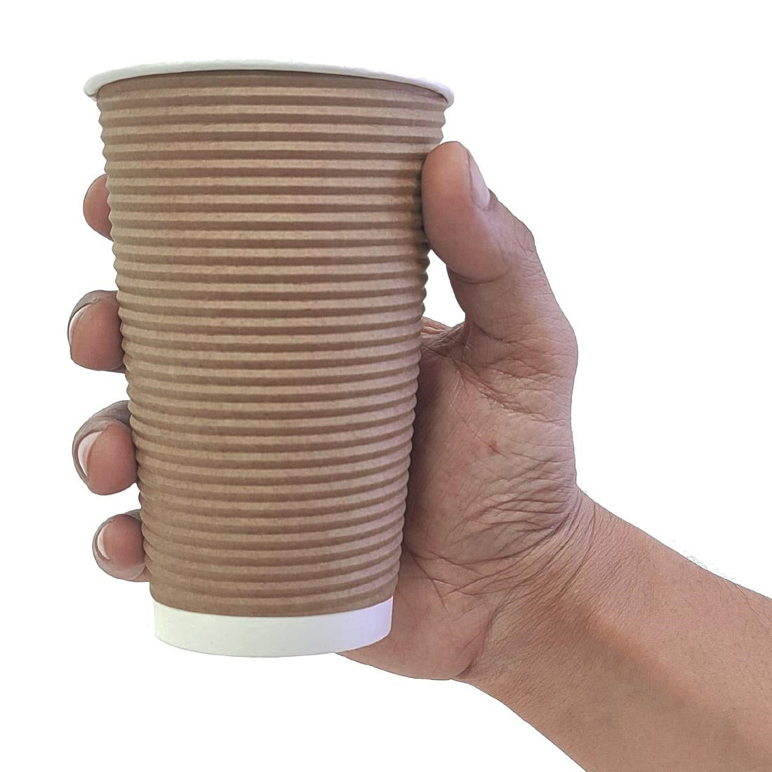 Fiesta Recyclable Coffee Cups Ripple Wall Kraft 455ml / 16oz (500 Pack)