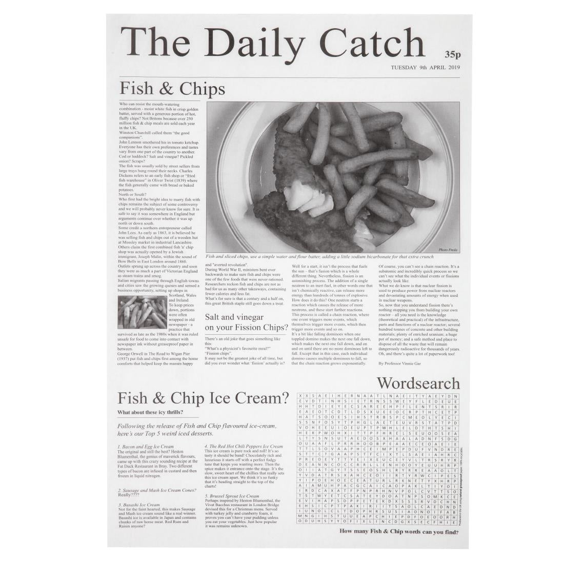 Greaseproof Paper Sheets Newspaper Print 270 x 420mm