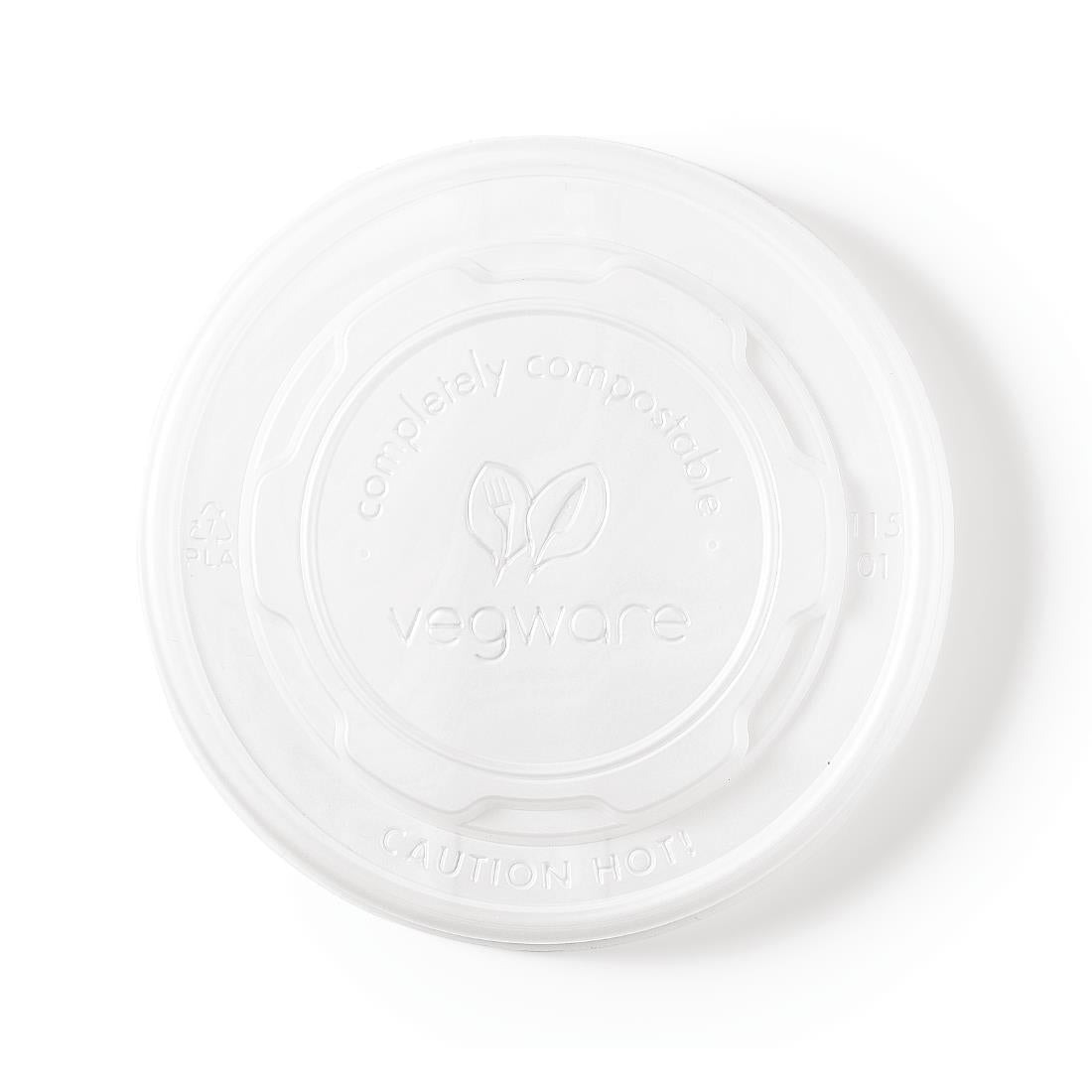 Vegware Compostable Hot Food Pot Flat Lids 350ml / 12oz and 455ml / 16oz (500 Pack)