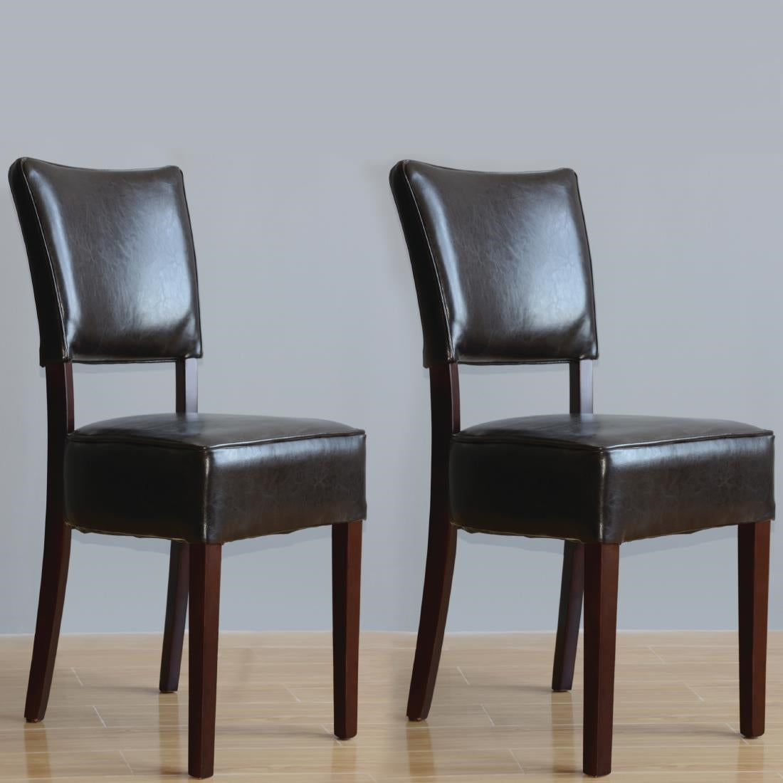 Bolero Chunky Faux Leather Chairs Dark Brown (2 Pack)
