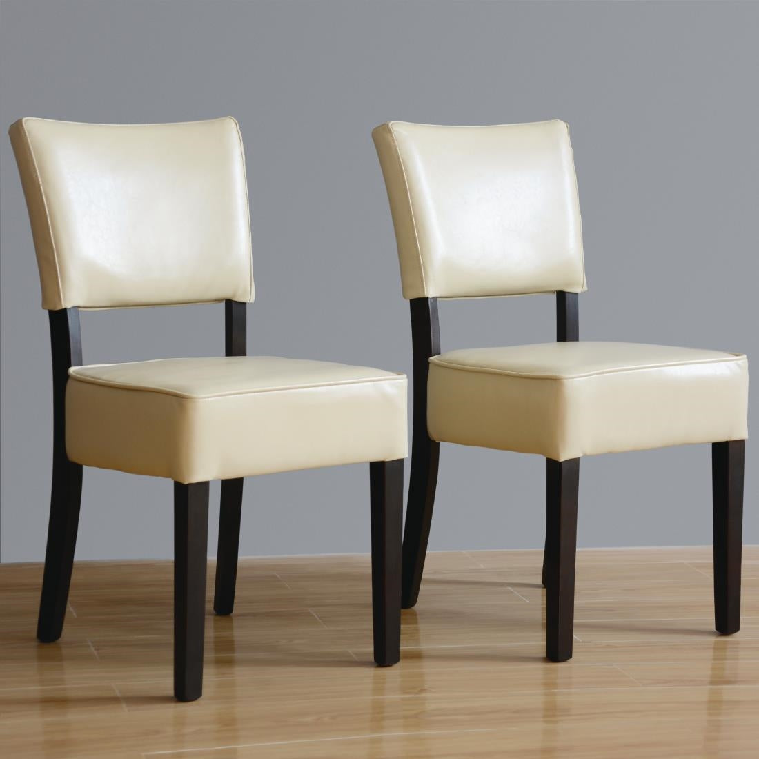Bolero Chunky Faux Leather Chairs Cream (2 Pack)