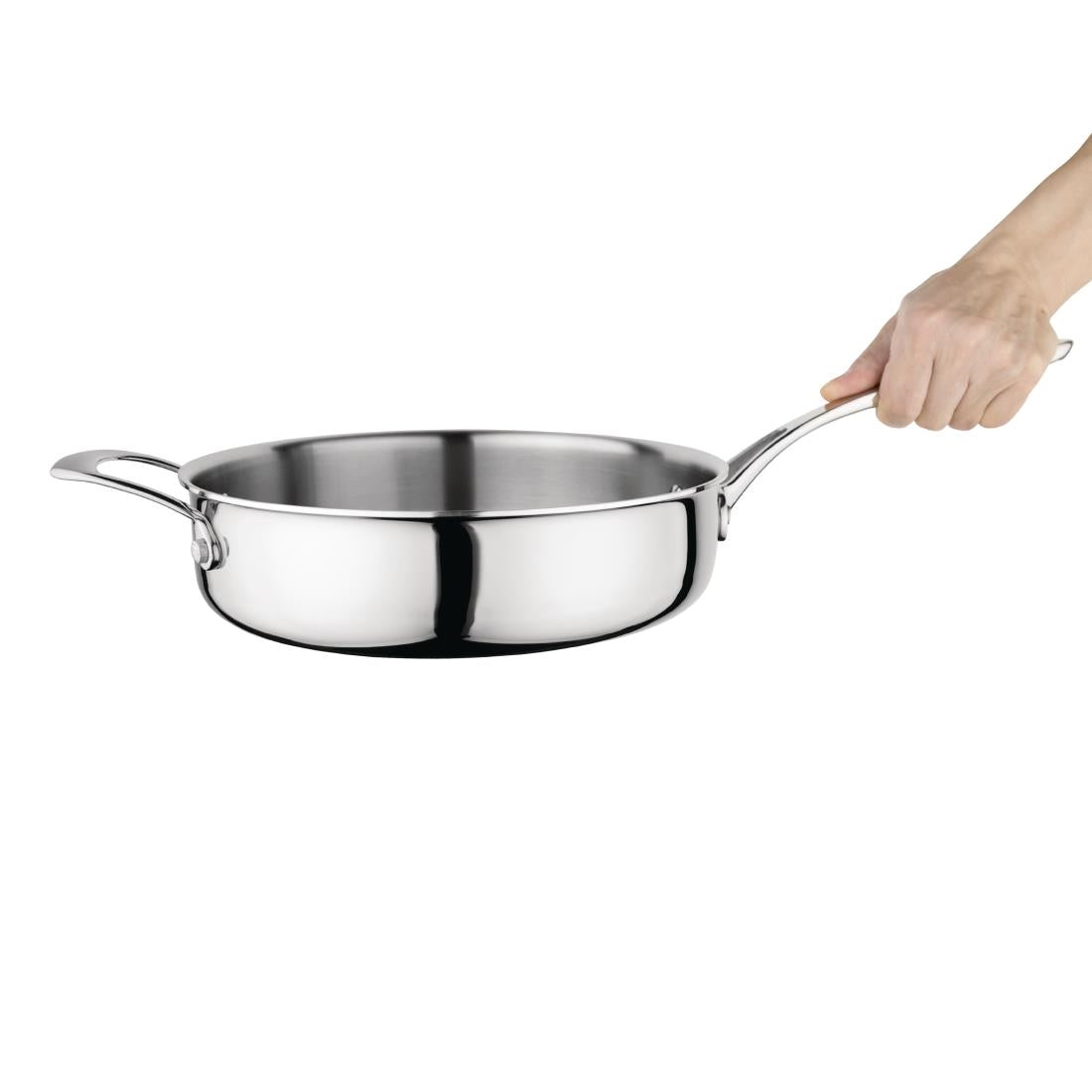 Vogue Stainless Steel and Aluminium Tri-Wall Sauté Pan 24cm