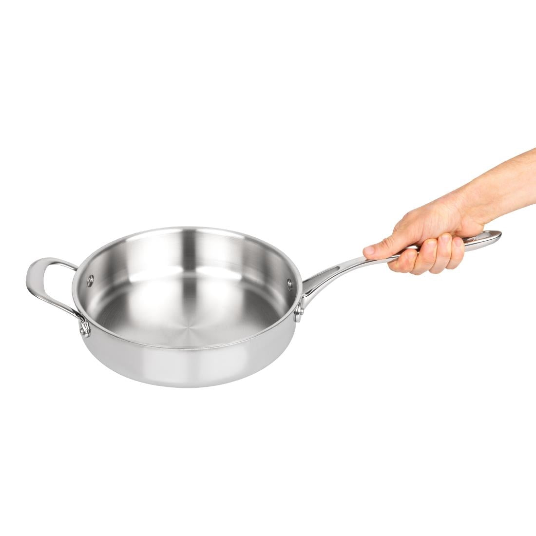 Vogue Stainless Steel and Aluminium Tri-Wall Sauté Pan 24cm