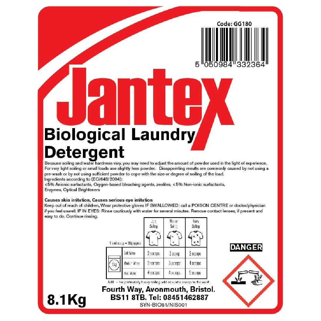 Jantex Biological Laundry Detergent Powder 8.1kg