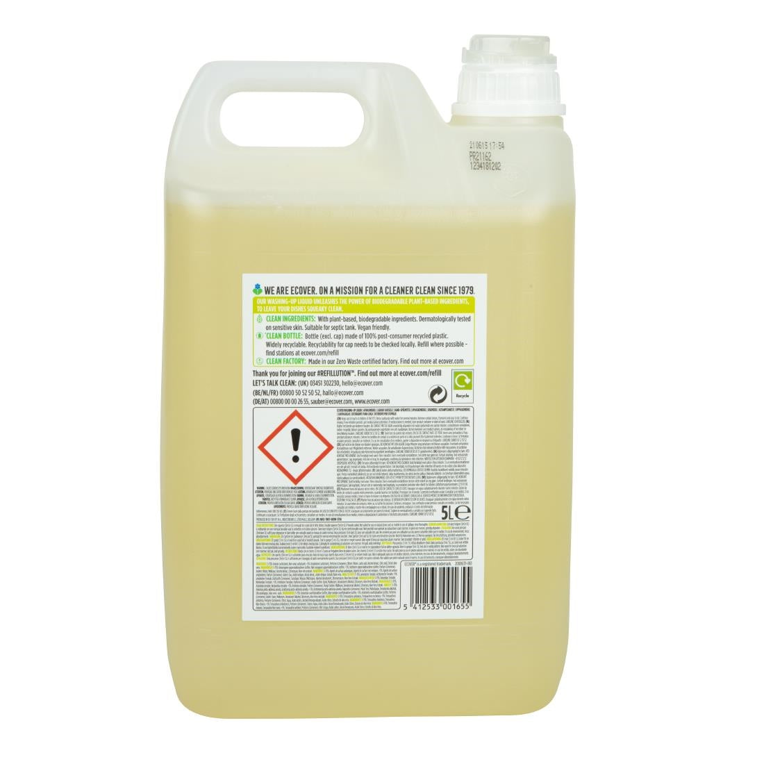 Ecover Lemon and Aloe Vera Washing Up Liquid Concentrate 5Ltr