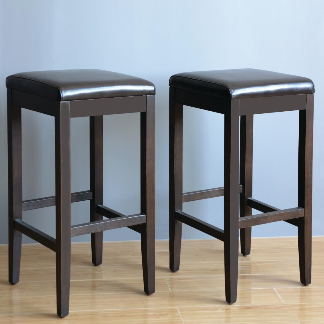 Bolero Faux Leather High Bar Stools Black (2 Pack)