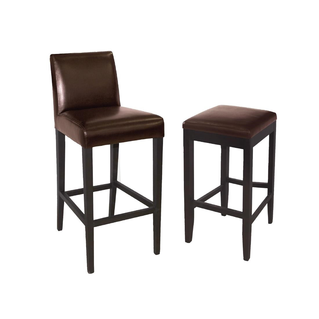 Bolero Faux Leather High Bar Stool Brown (Single)