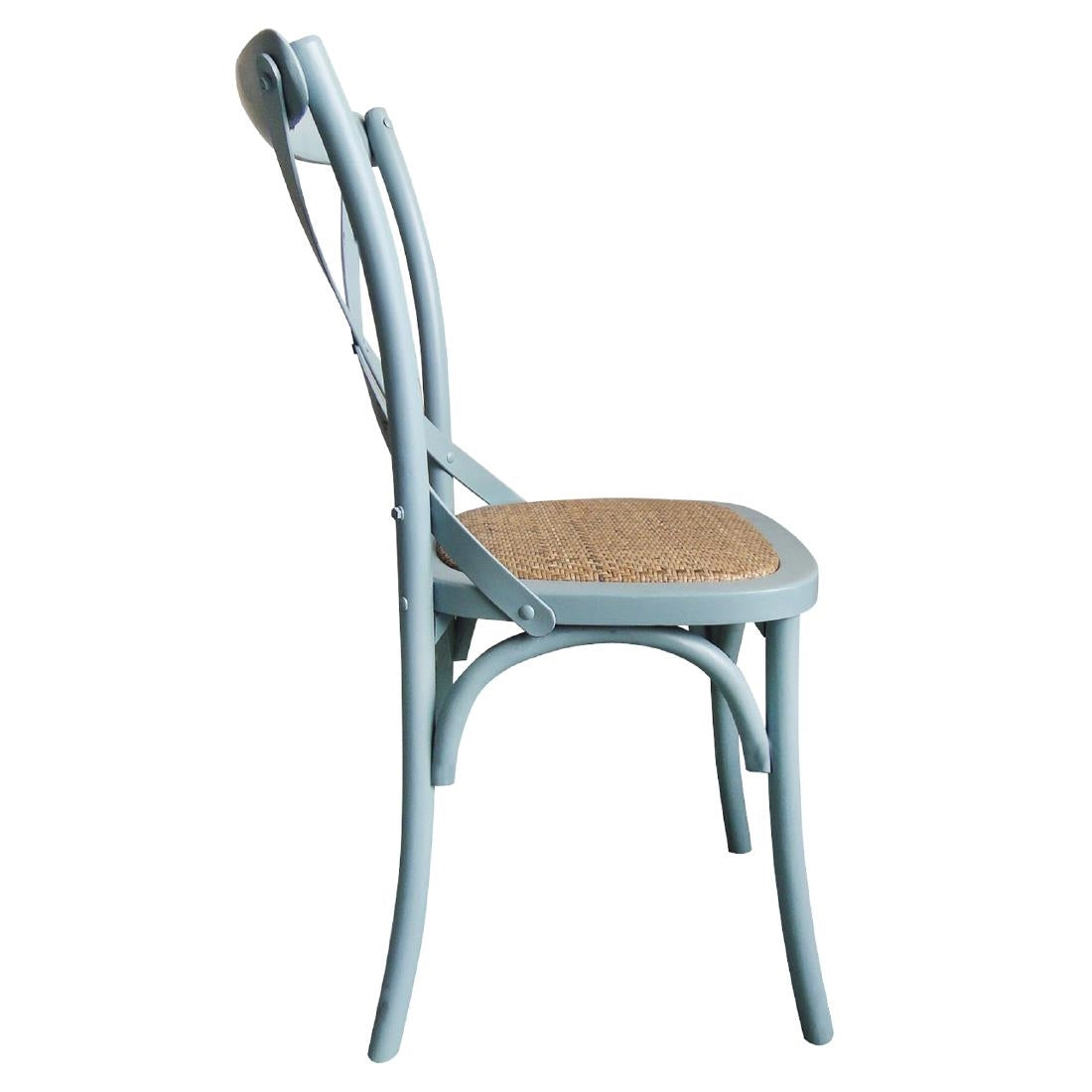 Bolero Blue Bentwood Chairs with Metal Cross Backrest (2 Pack)