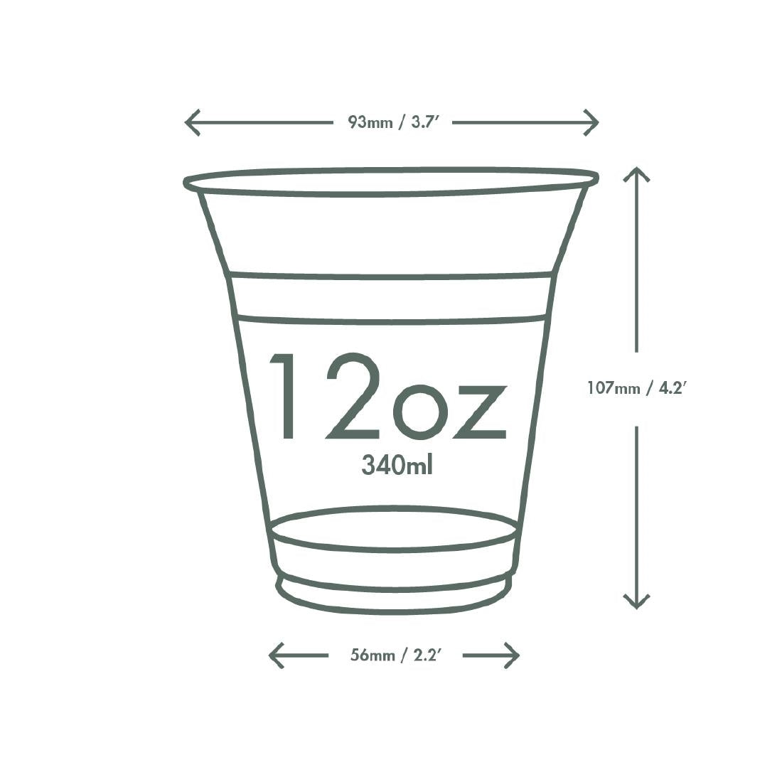 Vegware Compostable PLA Cold Cup 96-Series 12oz (1000 Pack)