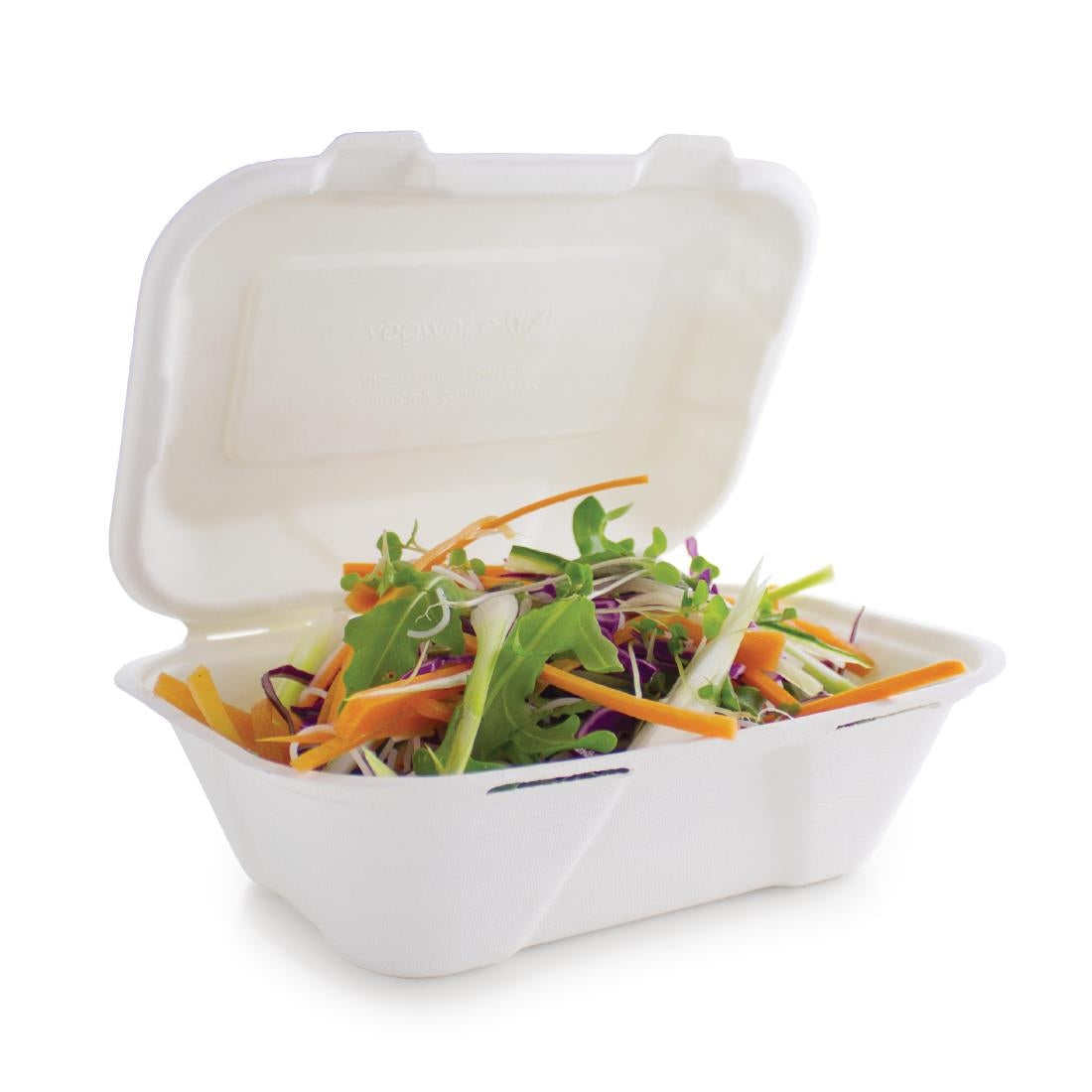Vegware Compostable Bagasse Clamshell Hinged Meal Boxes 228mm