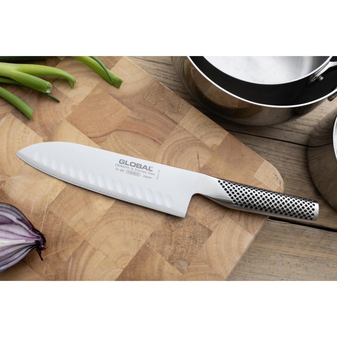 Global G48 Santoku Fluted Knife Stainless Steel 17.8cm