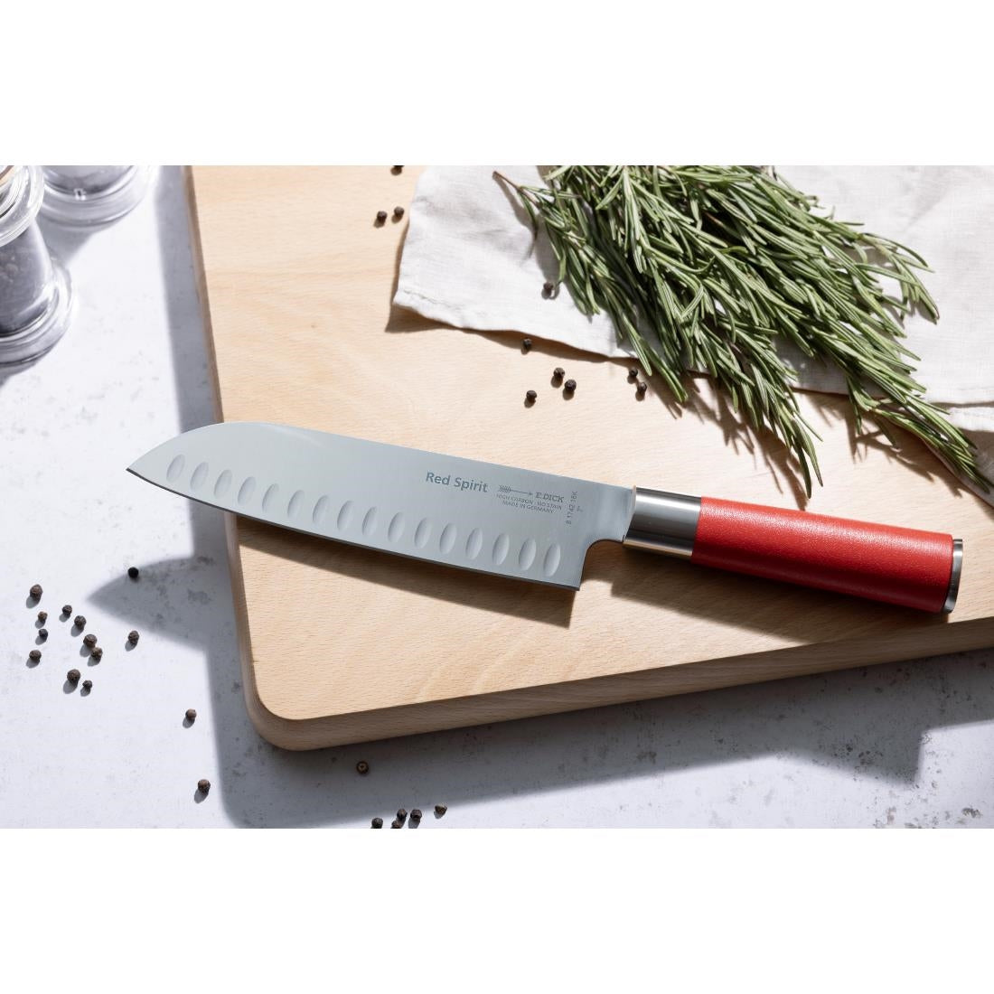 Dick Red Spirit Fluted Santoku Knife Red 18cm