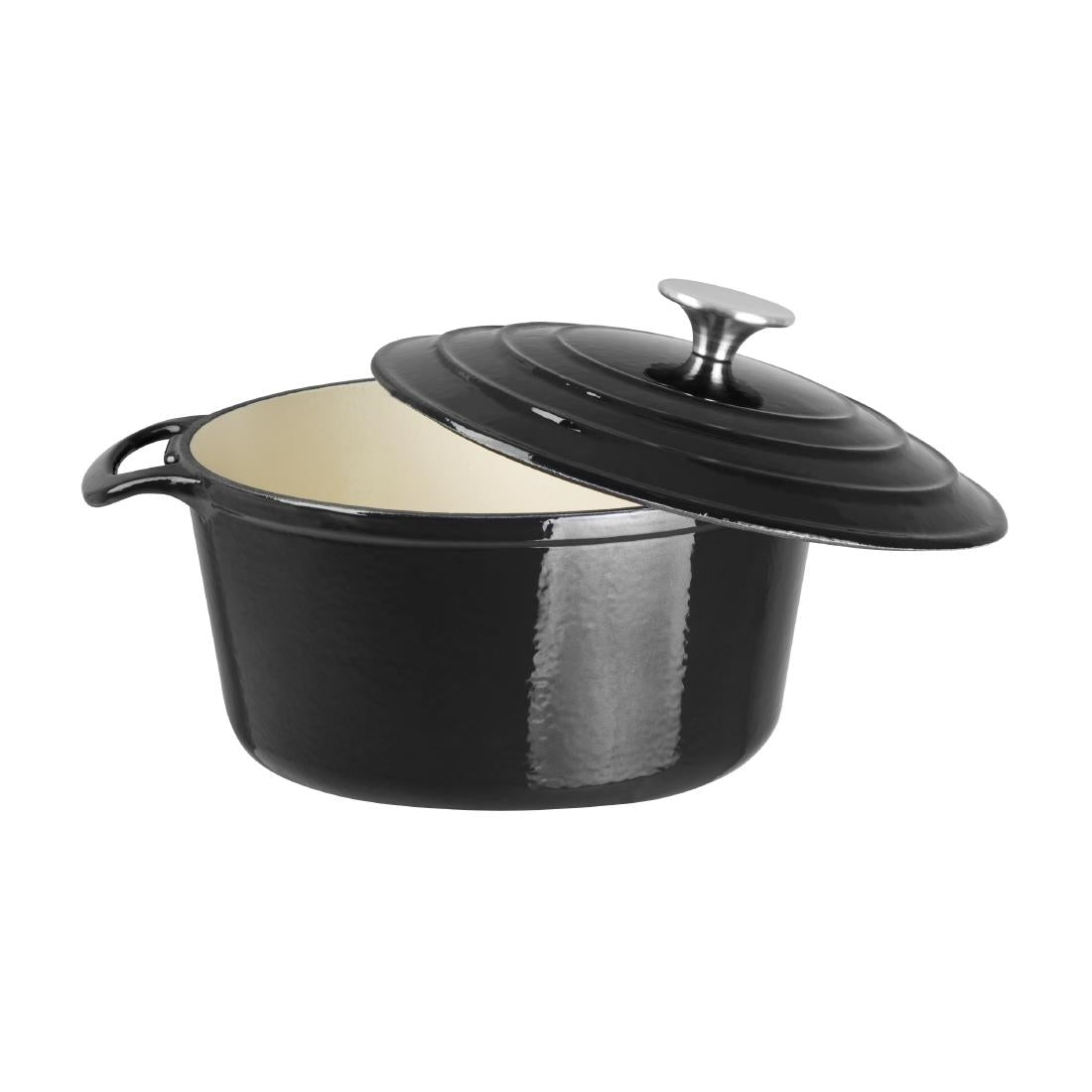Vogue Round Casserole Dish Black 3.2Ltr