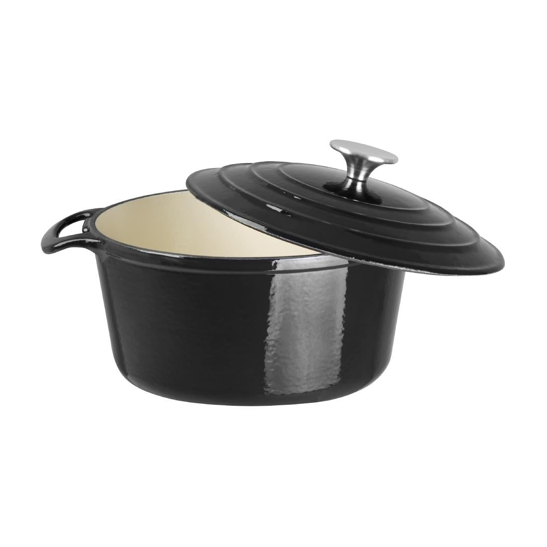 Vogue Round Casserole Dish Black 4Ltr