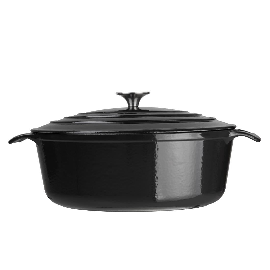 Vogue Oval Casserole Dish Black 5Ltr
