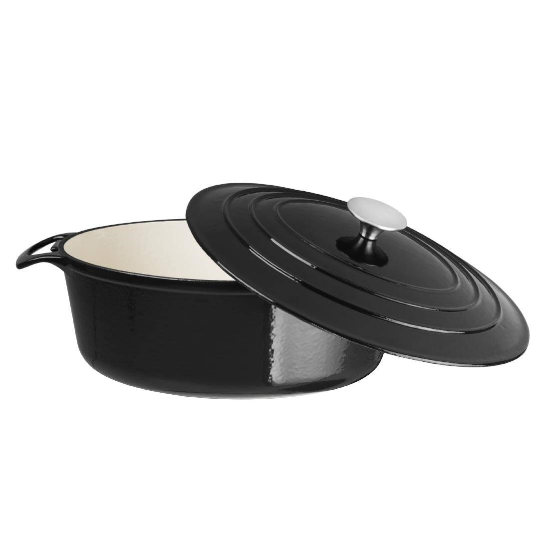 Vogue Oval Casserole Dish Black 5Ltr