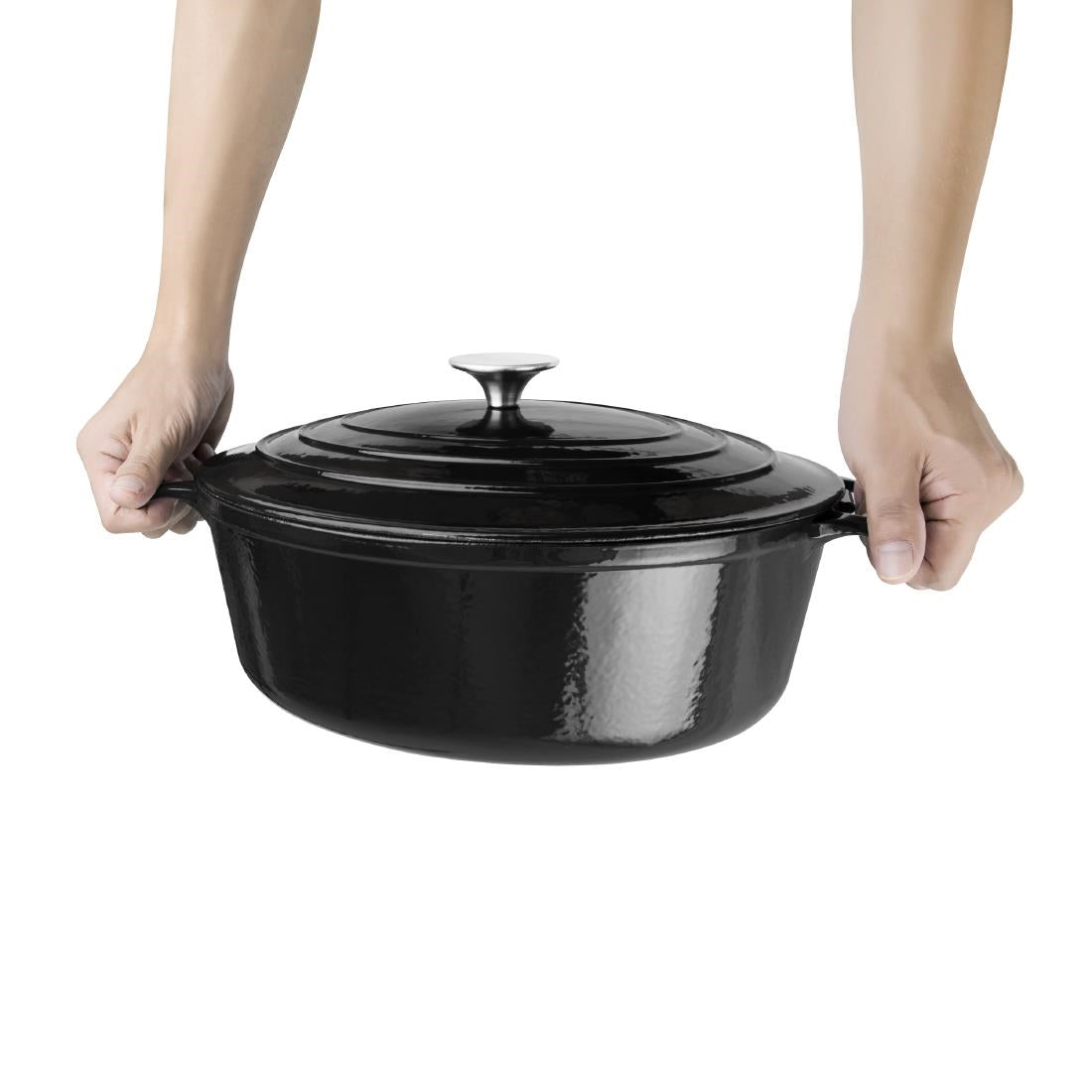 Vogue Oval Casserole Dish Black 5Ltr