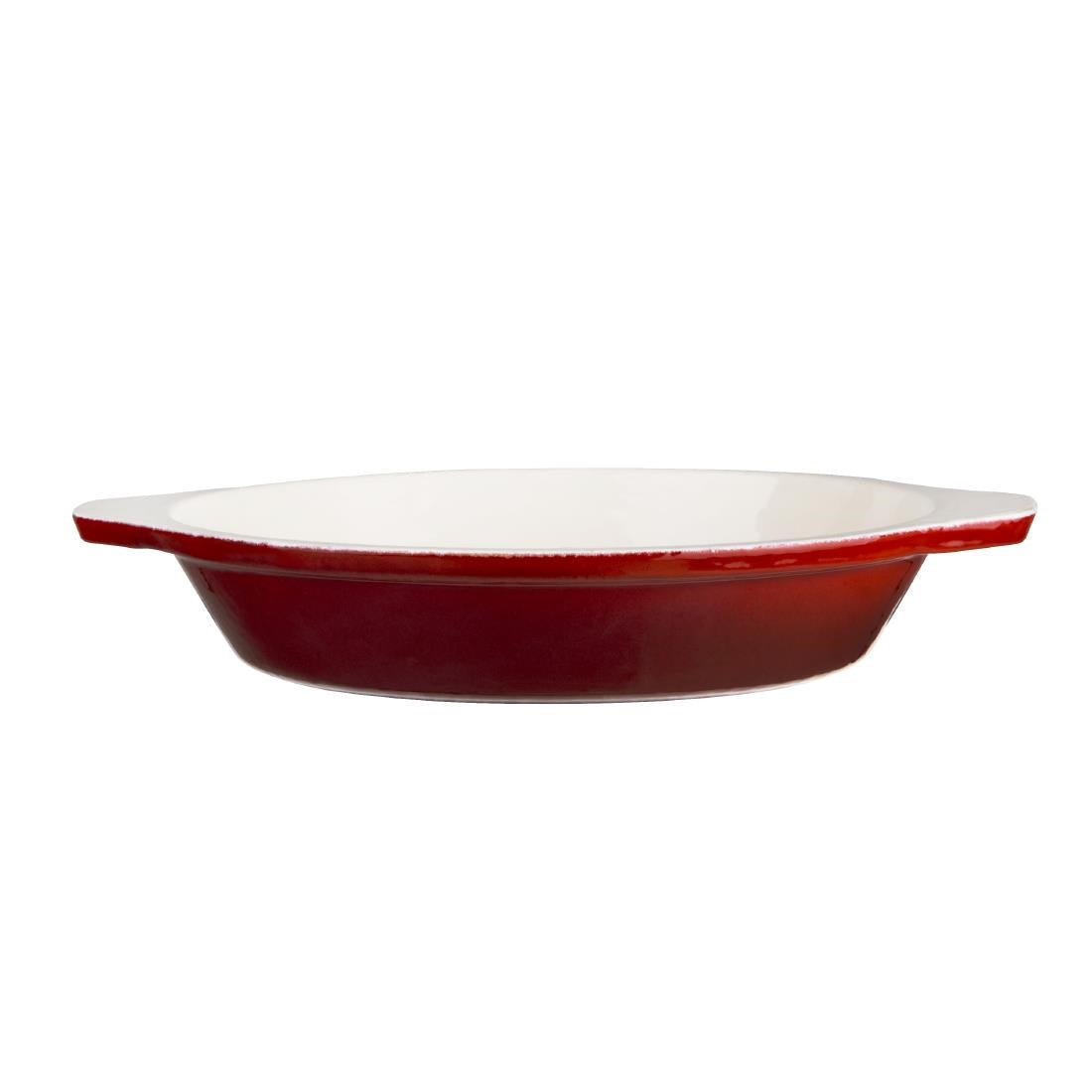 Vogue Round Cast Iron Gratin Dish Red 400ml