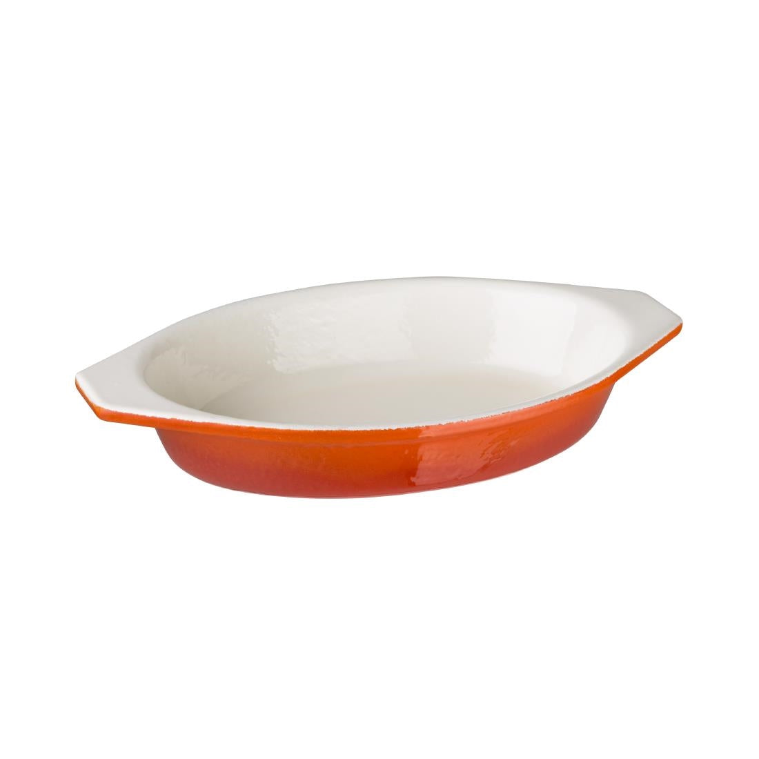 Vogue Oval Cast Iron Gratin Dish Orange 650ml
