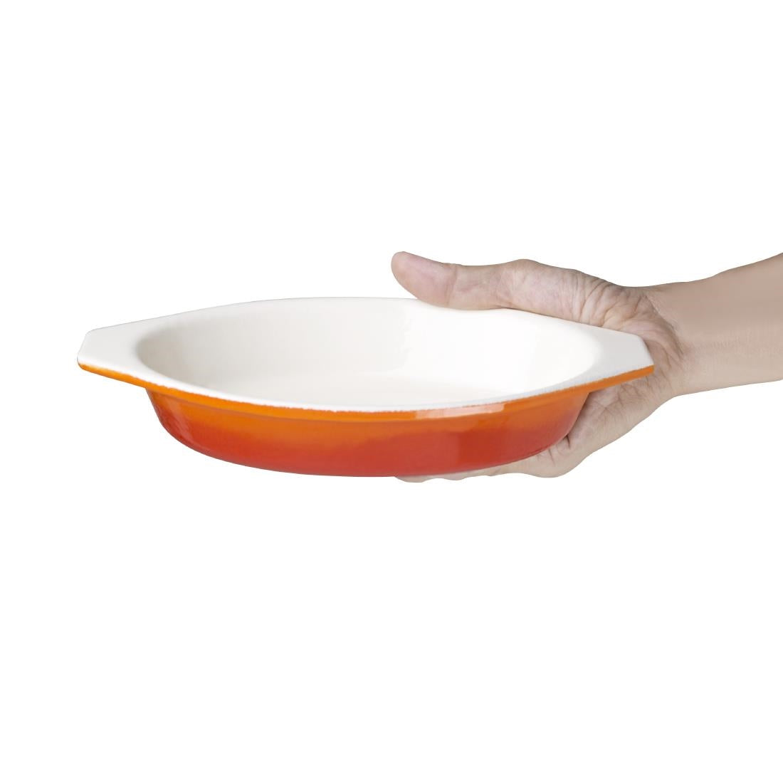 Vogue Oval Cast Iron Gratin Dish Orange 650ml