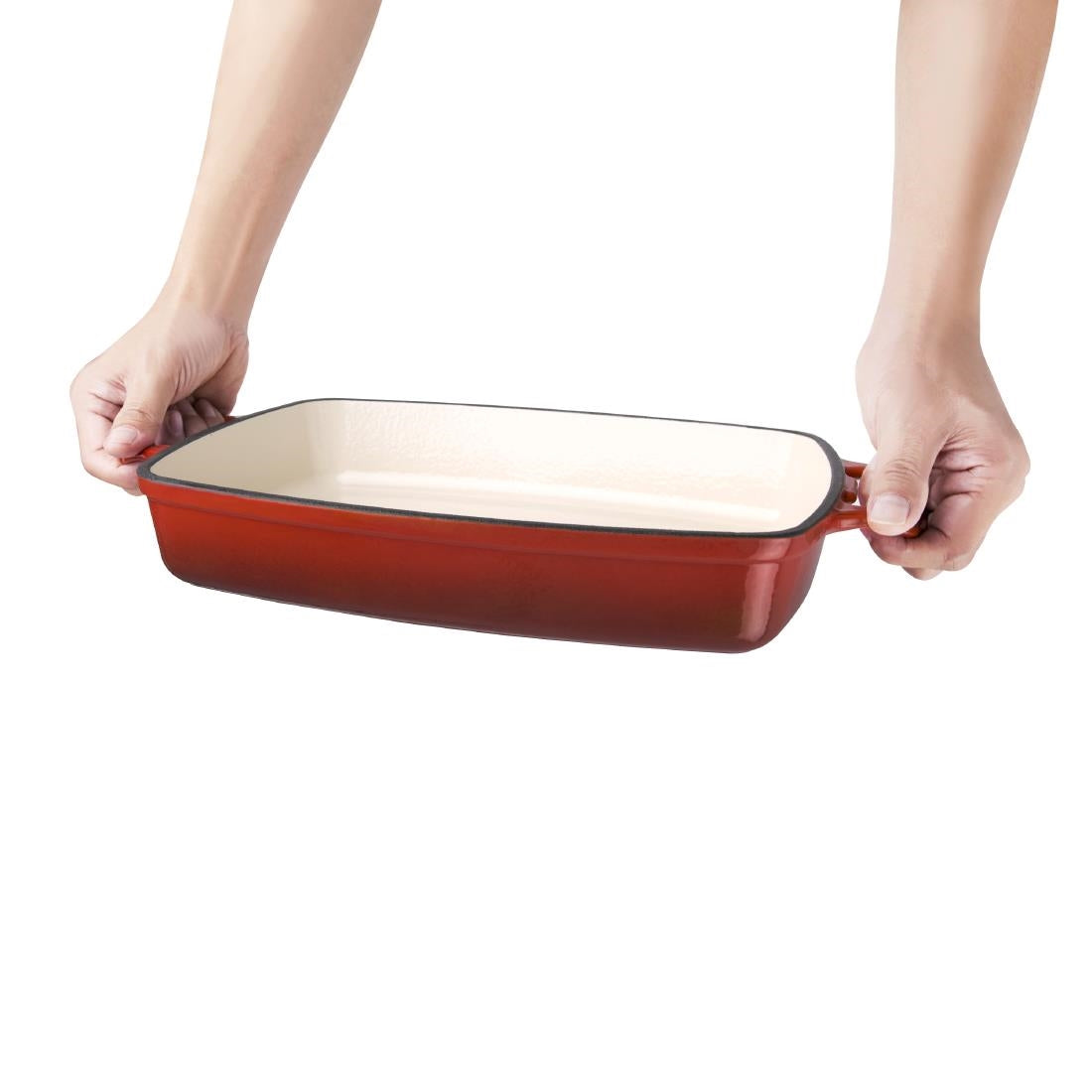Vogue Rectangular Cast Iron Dish Red 2.8Ltr