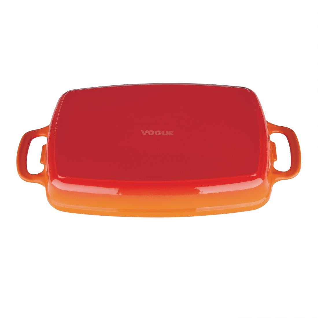 Vogue Rectangular Cast Iron Dish Orange 2.8Ltr