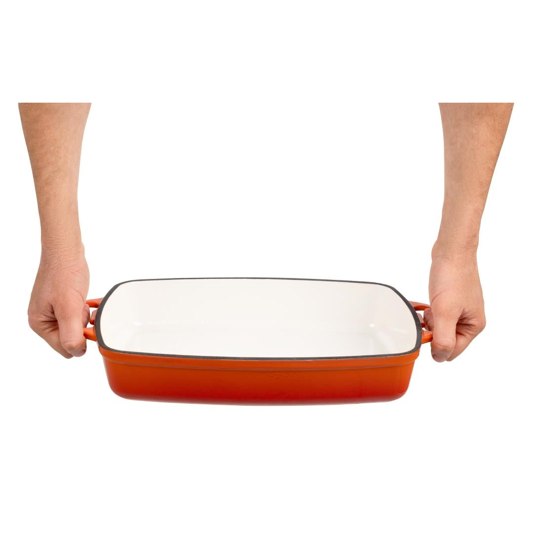 Vogue Rectangular Cast Iron Dish Orange 2.8Ltr