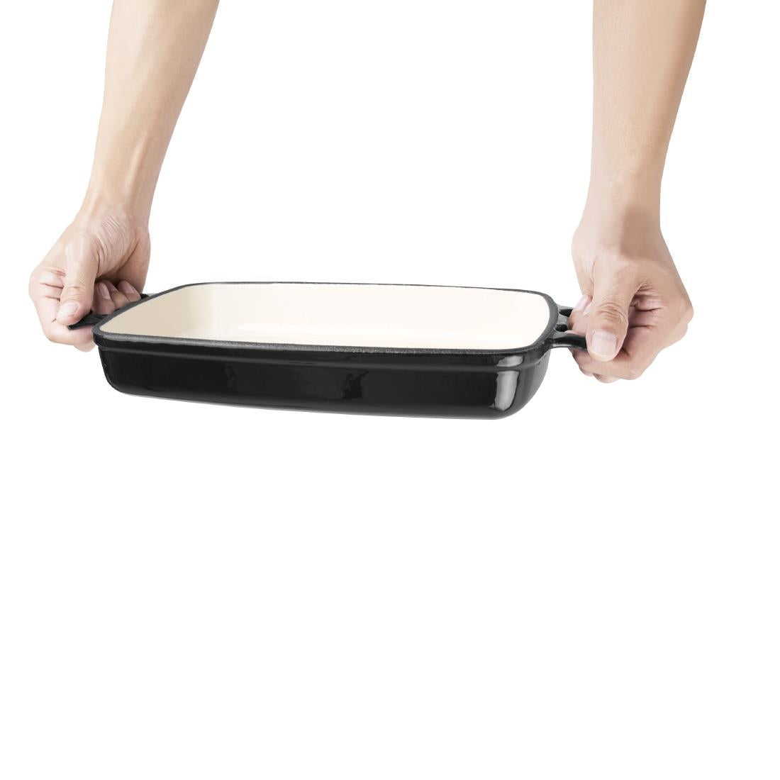 Vogue Rectangular Cast Iron Dish Black 1.8Ltr