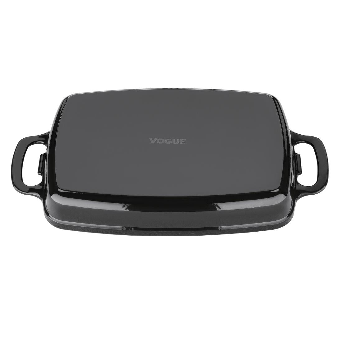 Vogue Rectangular Cast Iron Dish Black 1.8Ltr