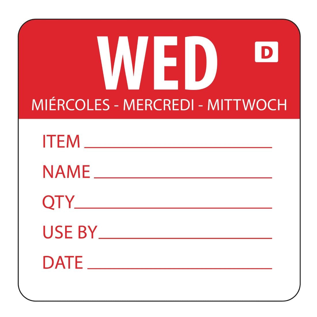 Hygiplas Dissolvable Day of the Week Labels Wednesday (250 Pack)