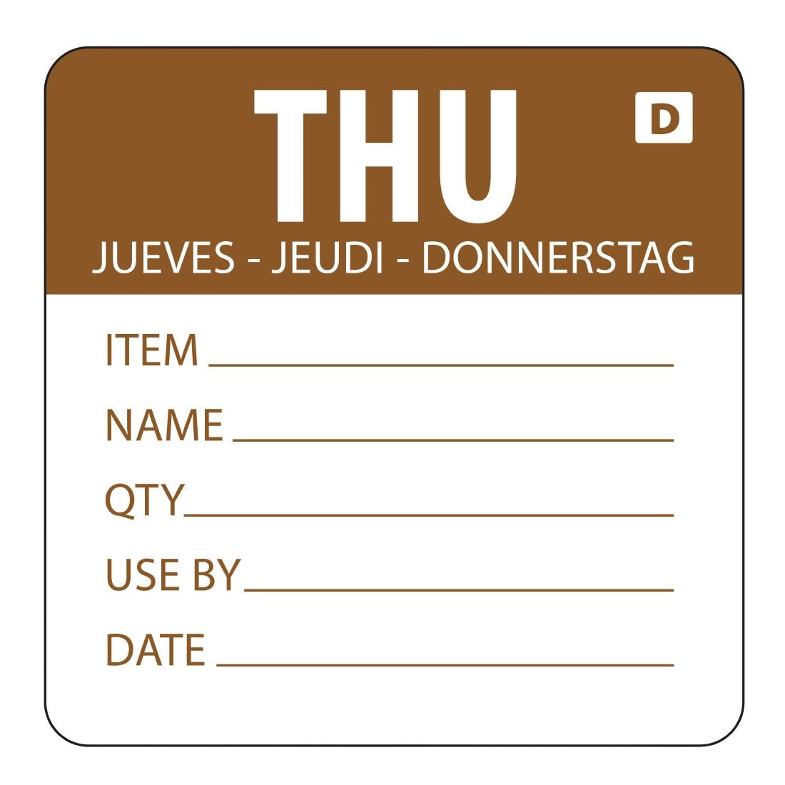 Hygiplas Dissolvable Day of the Week Labels Thursday (250 Pack)