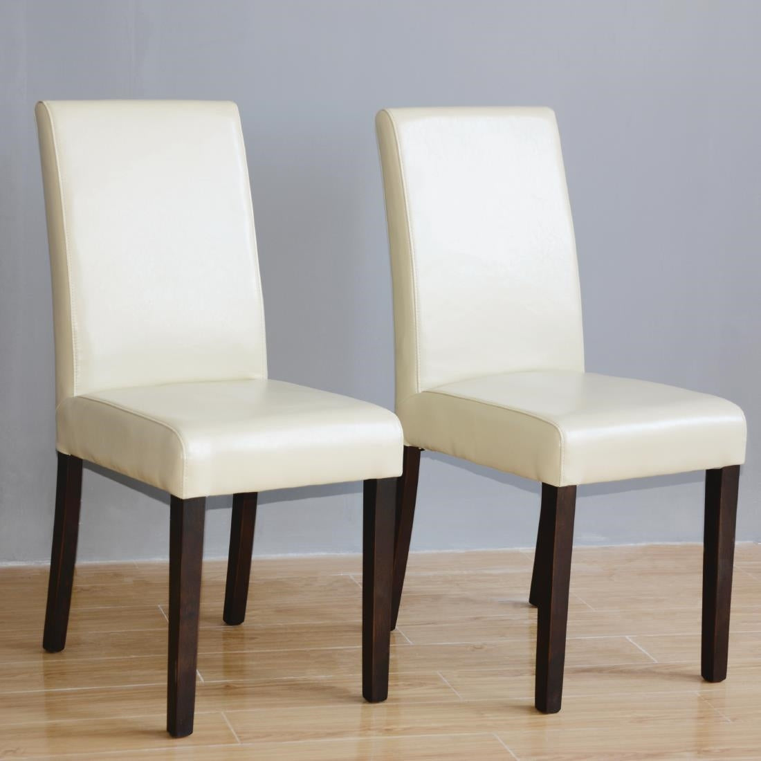 Bolero Faux Leather Dining Chairs Cream (2 Pack)