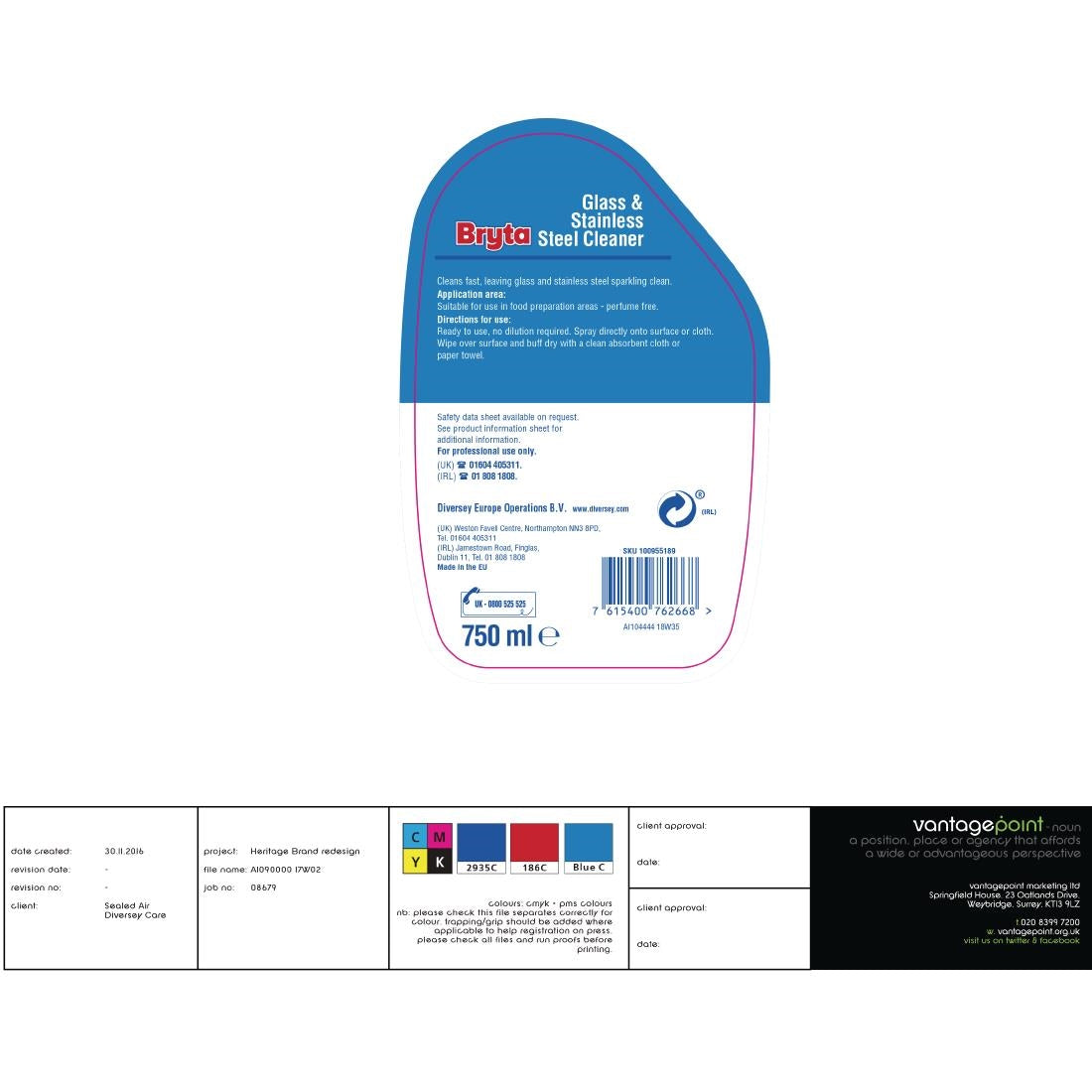Bryta Glass and Stainless Steel Cleaner Ready To Use 750ml