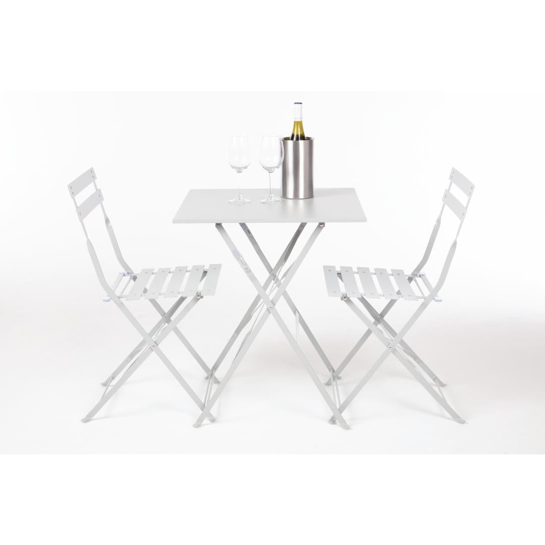 Bolero Perth Grey Pavement Style Steel Folding Chairs (2 Pack)