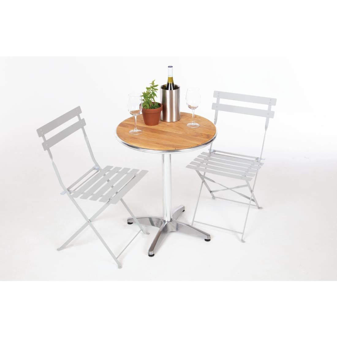 Bolero Perth Grey Pavement Style Steel Folding Chairs (2 Pack)