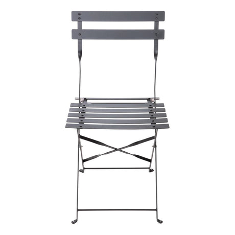 Bolero Perth Black Pavement Style Steel Folding Chairs (2 Pack)