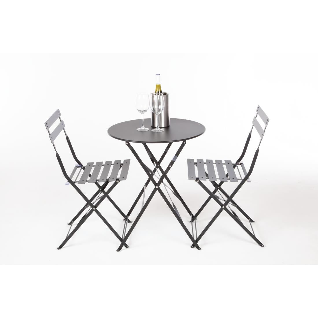 Bolero Perth Black Pavement Style Steel Folding Chairs (2 Pack)