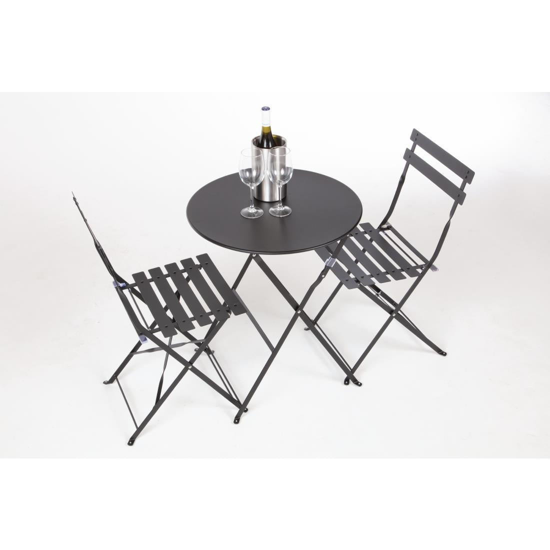Bolero Perth Black Pavement Style Steel Folding Chairs (2 Pack)